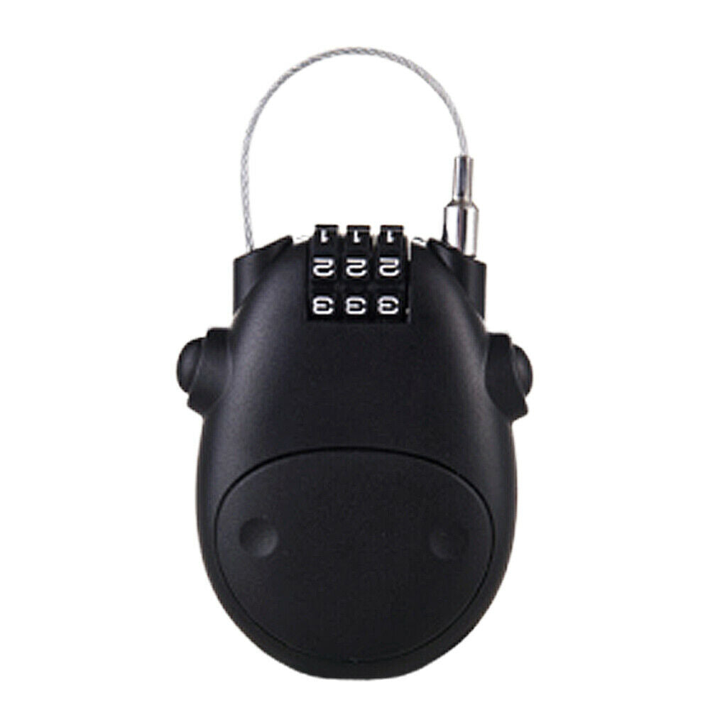 Retractable Code Combination Lock Steel Cable Wire Luggage Safety Black