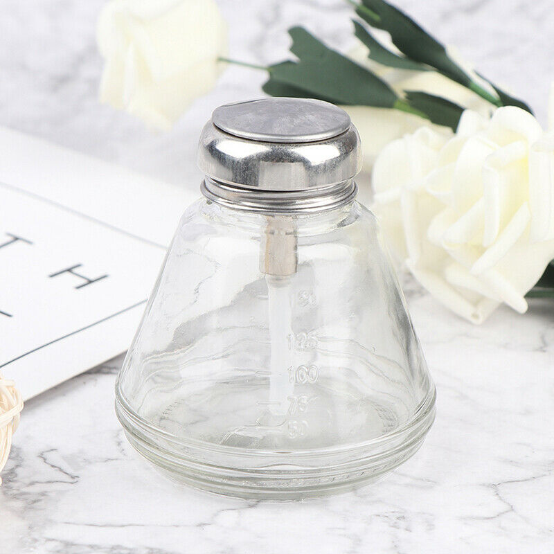150ml Empty Nail Polish Remover Pump Dispenser Glass Push Down Press BottDD