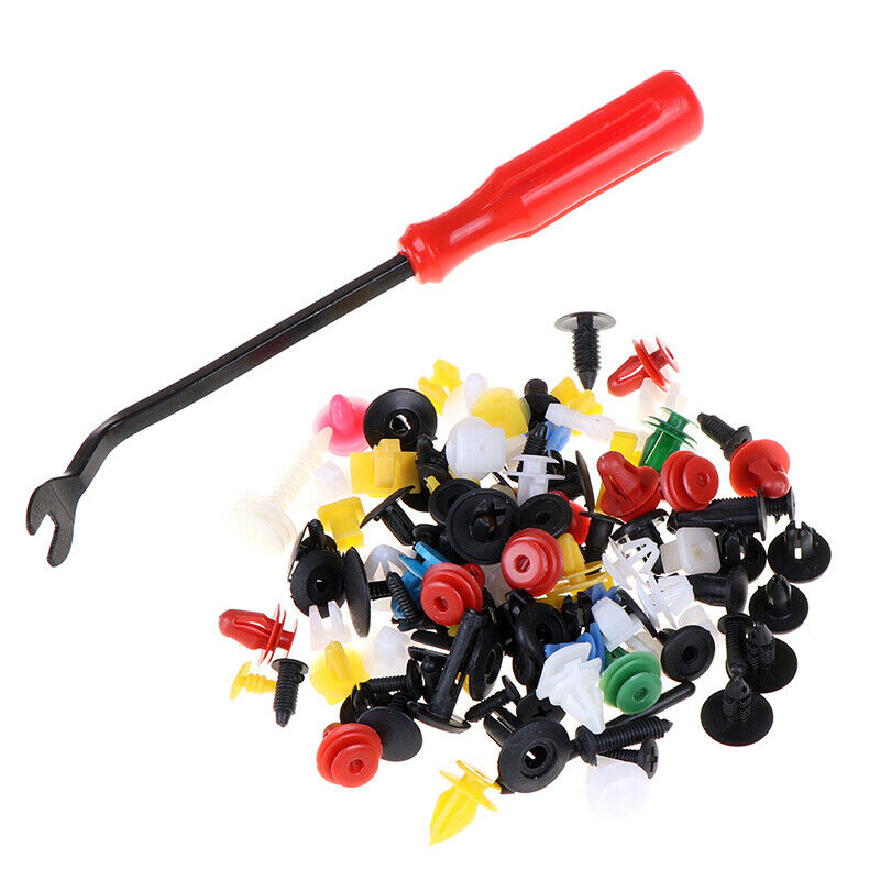 100Pcs Car door plastic mixed fastener clip bumper fender trim rivet with t_DD