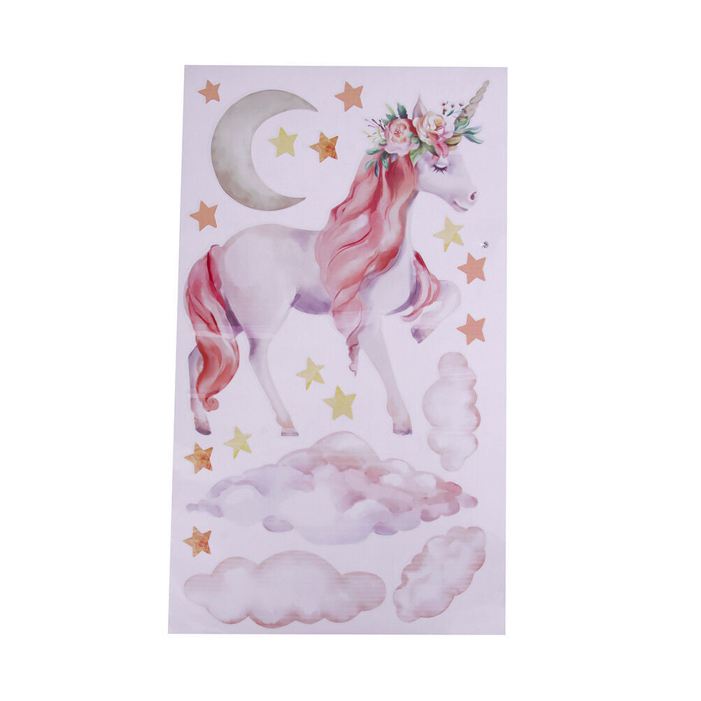 Cute Unicorns Moon Cloud Wall Stickers Nordic Style Room Decor DIY Wall D.l8