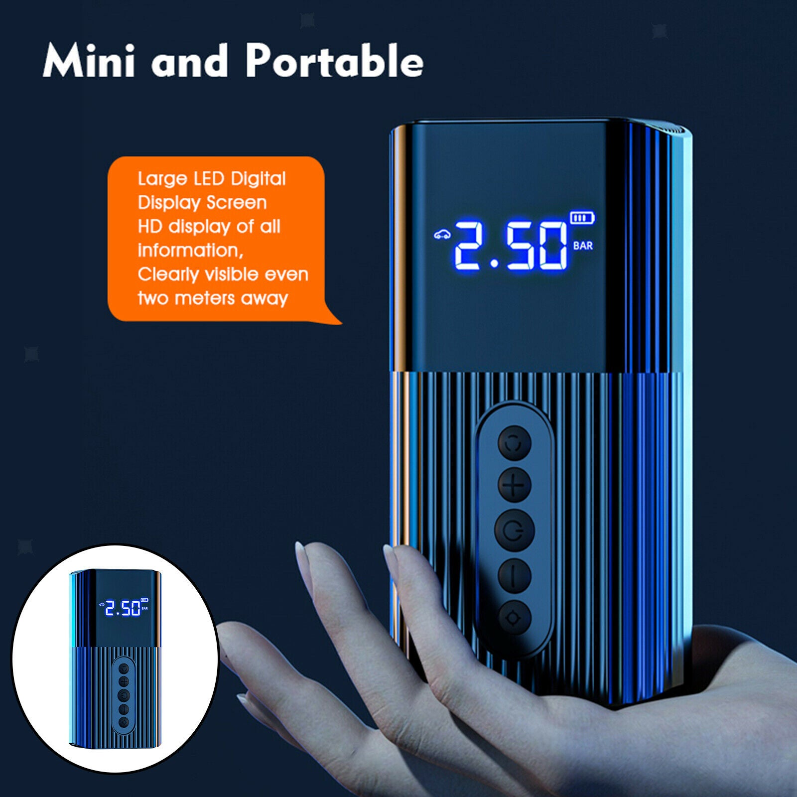 Car Tyre Pump USB LED Light SOS Design for Car Motorcycle LC-D15 Wireless