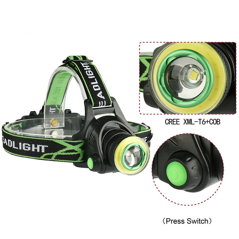 Rechargeable XML-T6+COB Headlamp 18650 Headlight Head Lamp Torch R UKT Rf