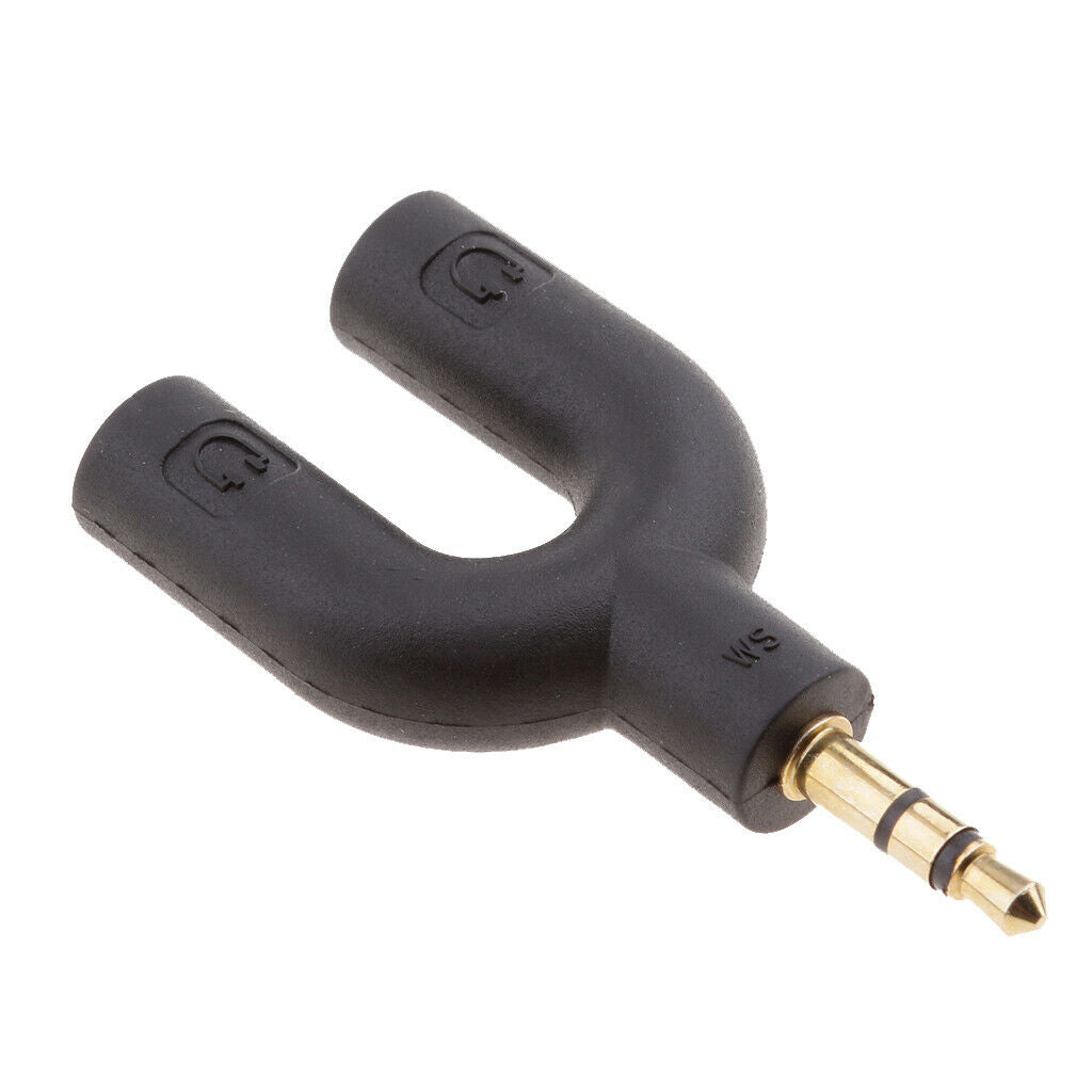 2Packs 3.5mm Double Jack Y Audio Splitter Headphone Adapters for Phone Mp3 Black