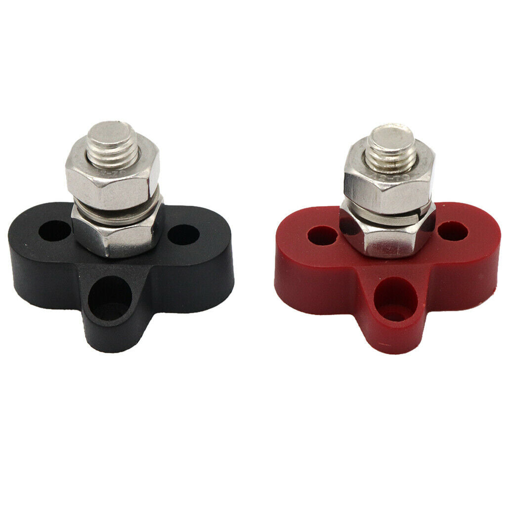 2x Junction Block Power Post Set Insulated Terminal Stud 3/8" Stainless