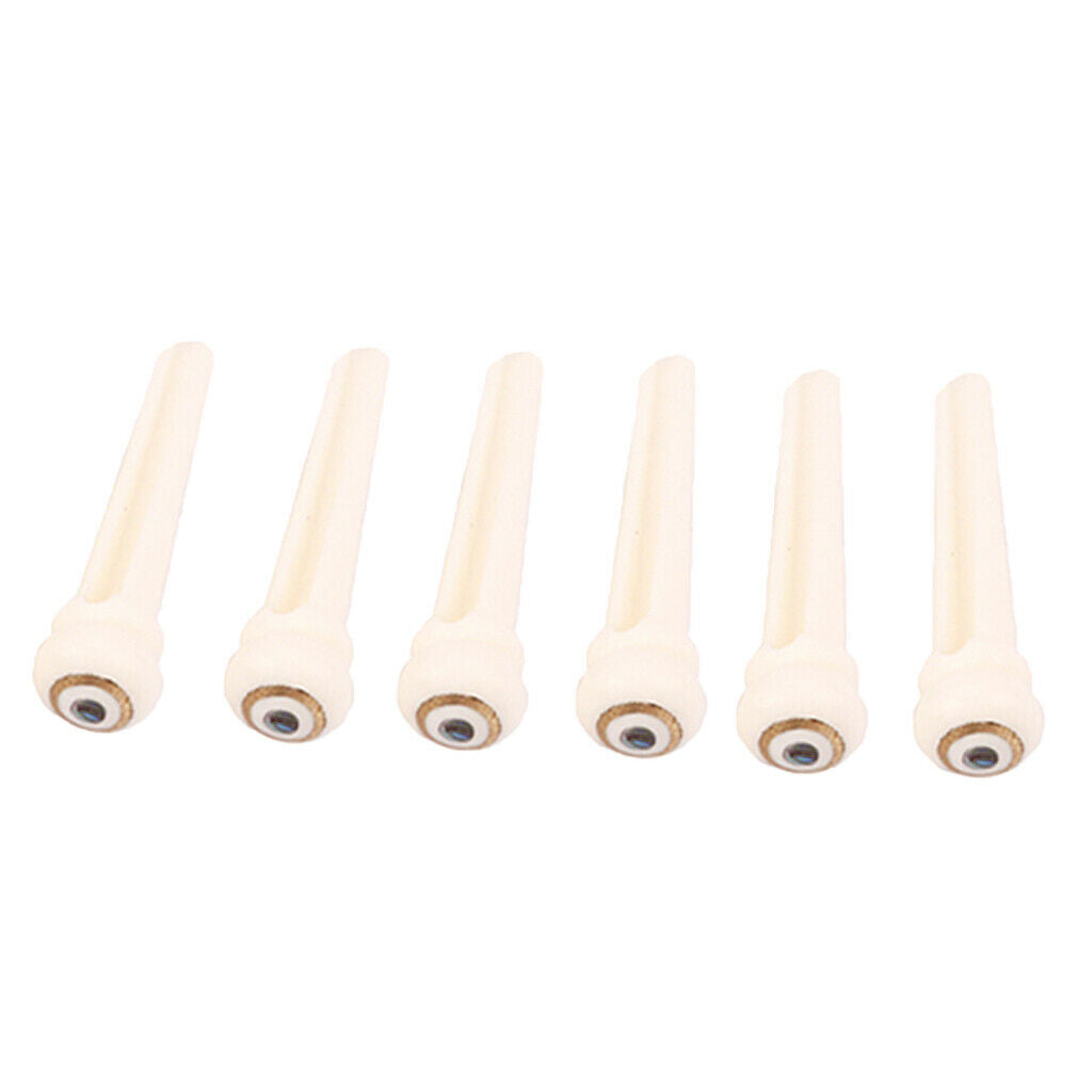 6 Pcs Cattle Bones Guitar Pins Pins Copper Circle Abalone Dot For Guitar