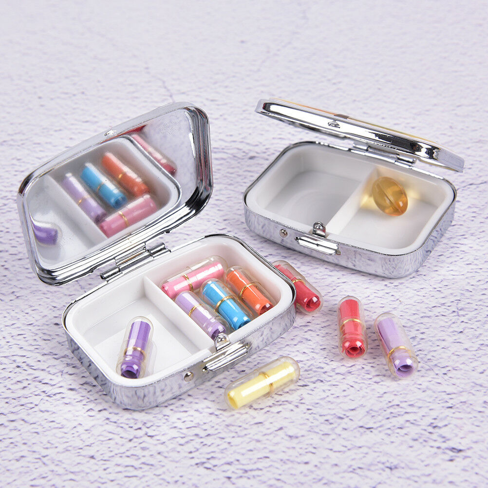 Square Metal Folding pill case Medicine Storage Organizers Pills Box Containers