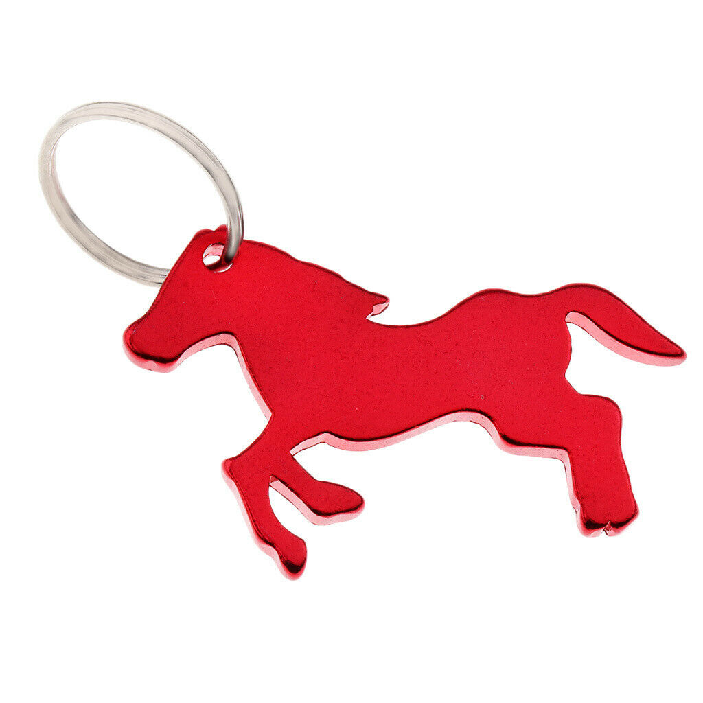 Aluminum Horse Pattern Bottle Opener Key Ring Keychain Bag Pendent Red