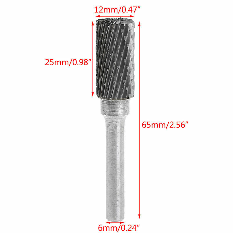 12mm Carbure Rotatif Dossier Fraisage Tige 6mm MÃ©tal Abrasif Coupeur Burr TÃªte