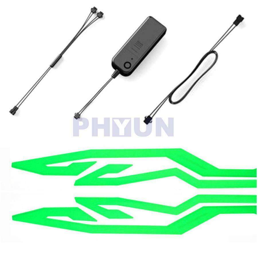4PCS Motorcycle LED Night Light Riding Signal Helmet EL Cold Light 4 Mode Green