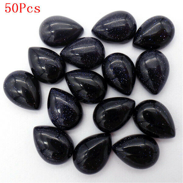 50Pcs 14x10x6mm Wholesale Blue Sand Stone Teardrop Cab Cabochon DIY HH7265