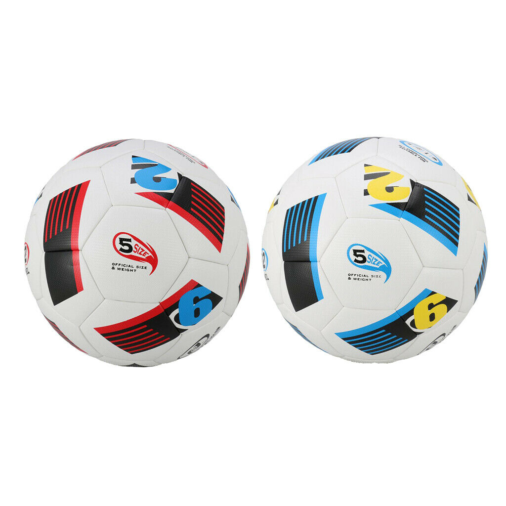 Football Soccer Ball Size 5 Standard PU Indoor Outdoor Training Balls  Red