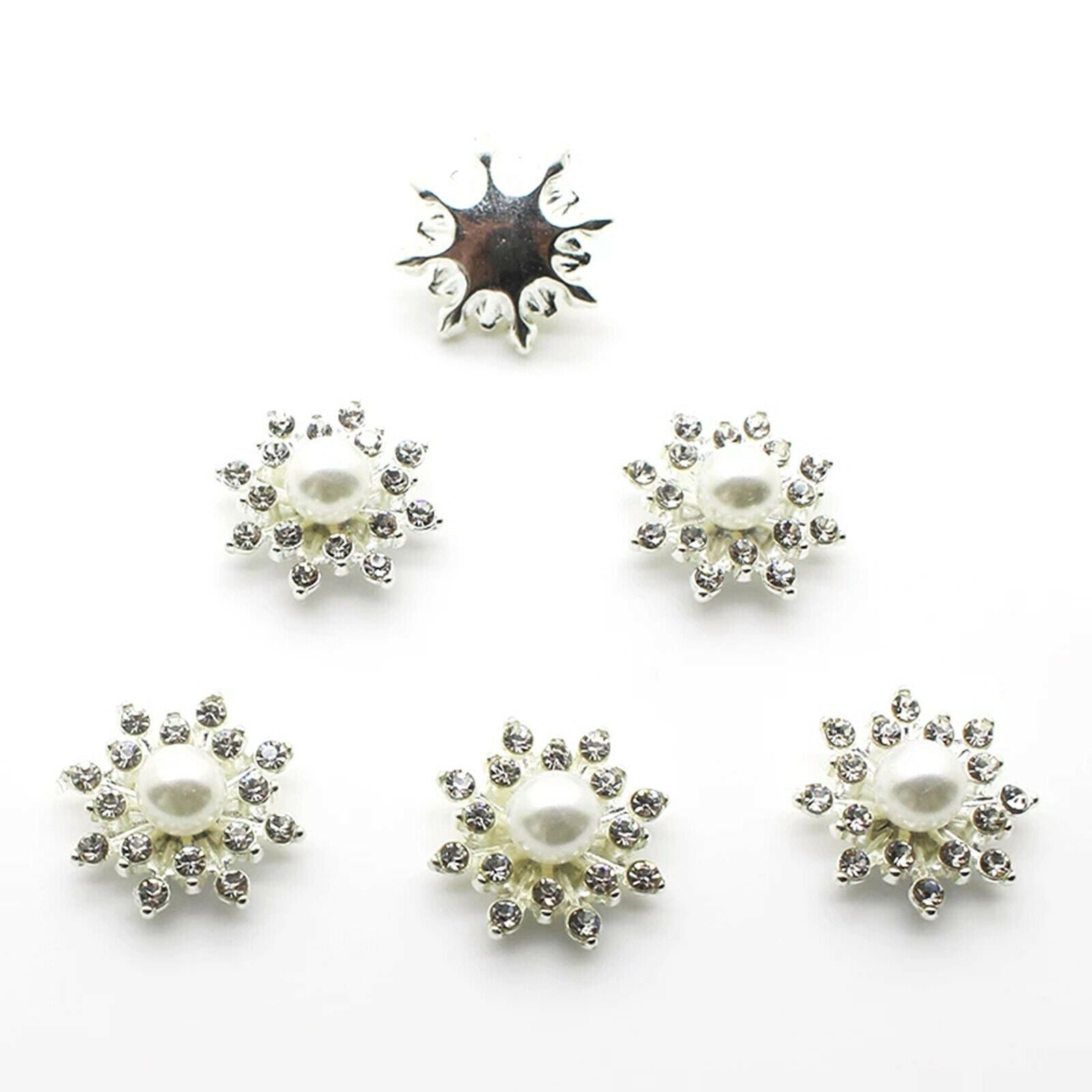 10pcs/set 16mm Rhinestone Embellishments Glitter for Buttons Flower Dress