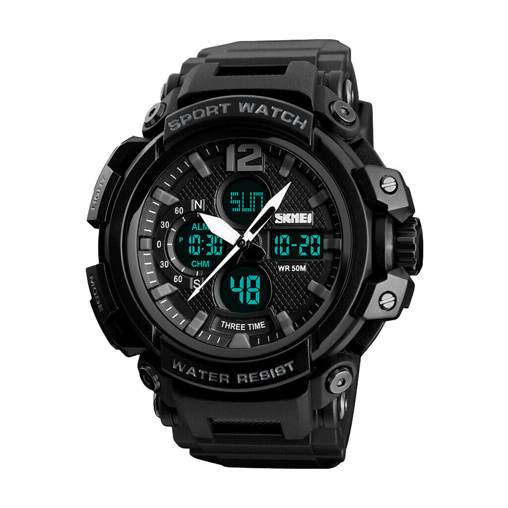 Multifunction LED Waterproof Sports Teens Quartz Digital Watch Black