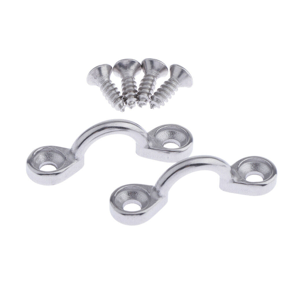 2pcs Stainless Steel Marine C Type Pad Eye Straps Accessories with 4 Screws