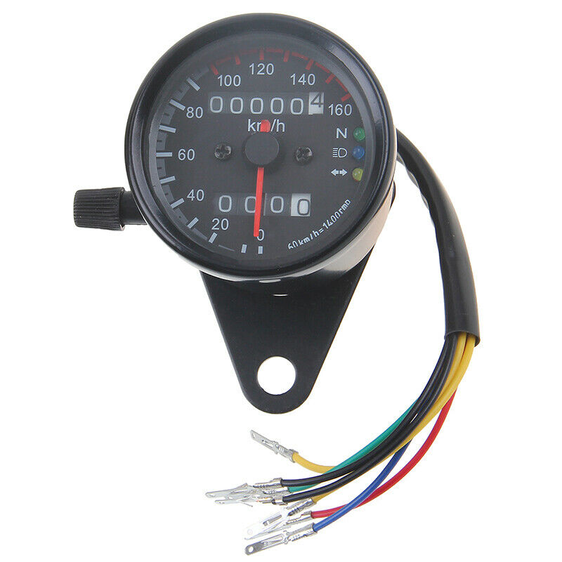 Black Motorcycle Odometer Speedometer Gauge Interface LED Back Light Universal