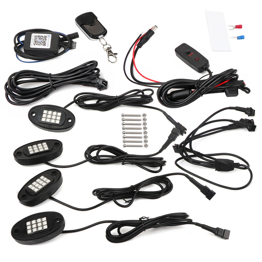 LED Rock Light Kits 4 Pods for Truck UTV ATV with Dimmer Switch new