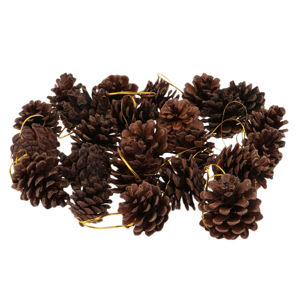 36pcs Dark Brown Pine Cone Craft Charms For Christmas Tree Home Window Decor