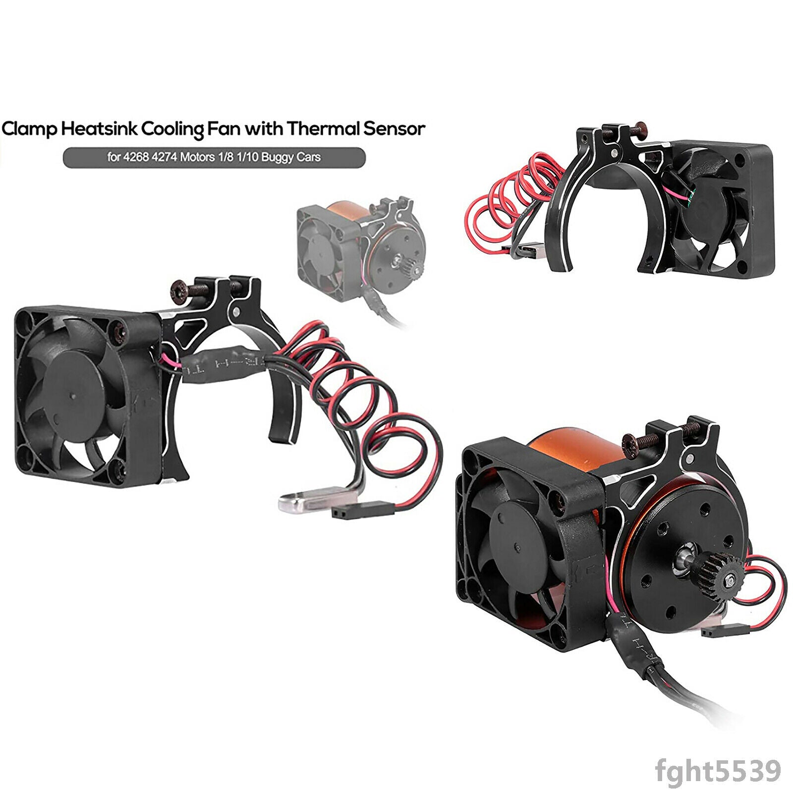 For TRAXXAS SUMMIT E-REVO UDR 42MM Motor Heatsink Cooling Fan w/ Thermal Sensor