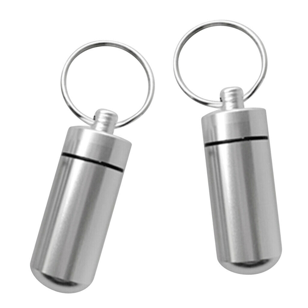 4pcs Aluminium Alloy Pill Waterproof Key Ring Container Multi-purpose 48x17mm