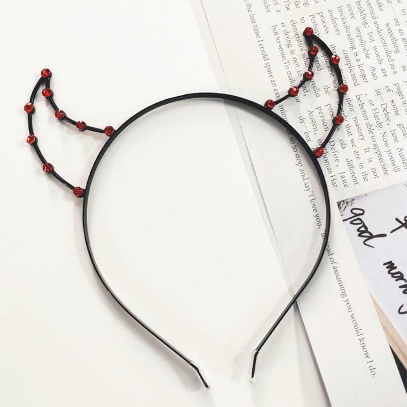 Rhinestone Hair Hoop Devil Horn Headband Photo Prop Halloween Party Headwear