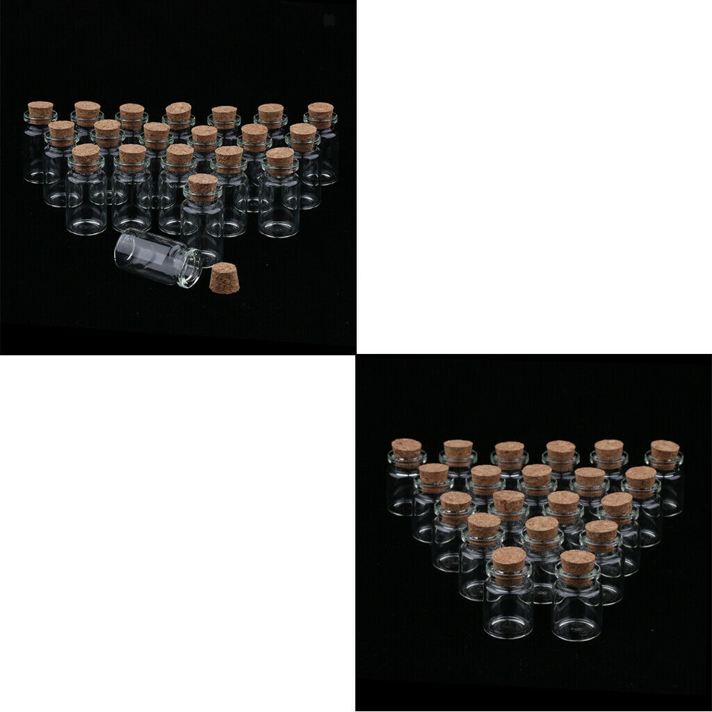 10ml 5ml Mini Glass Jars with Cork Stopper - Pack of 40 - Clear Tiny Bottles