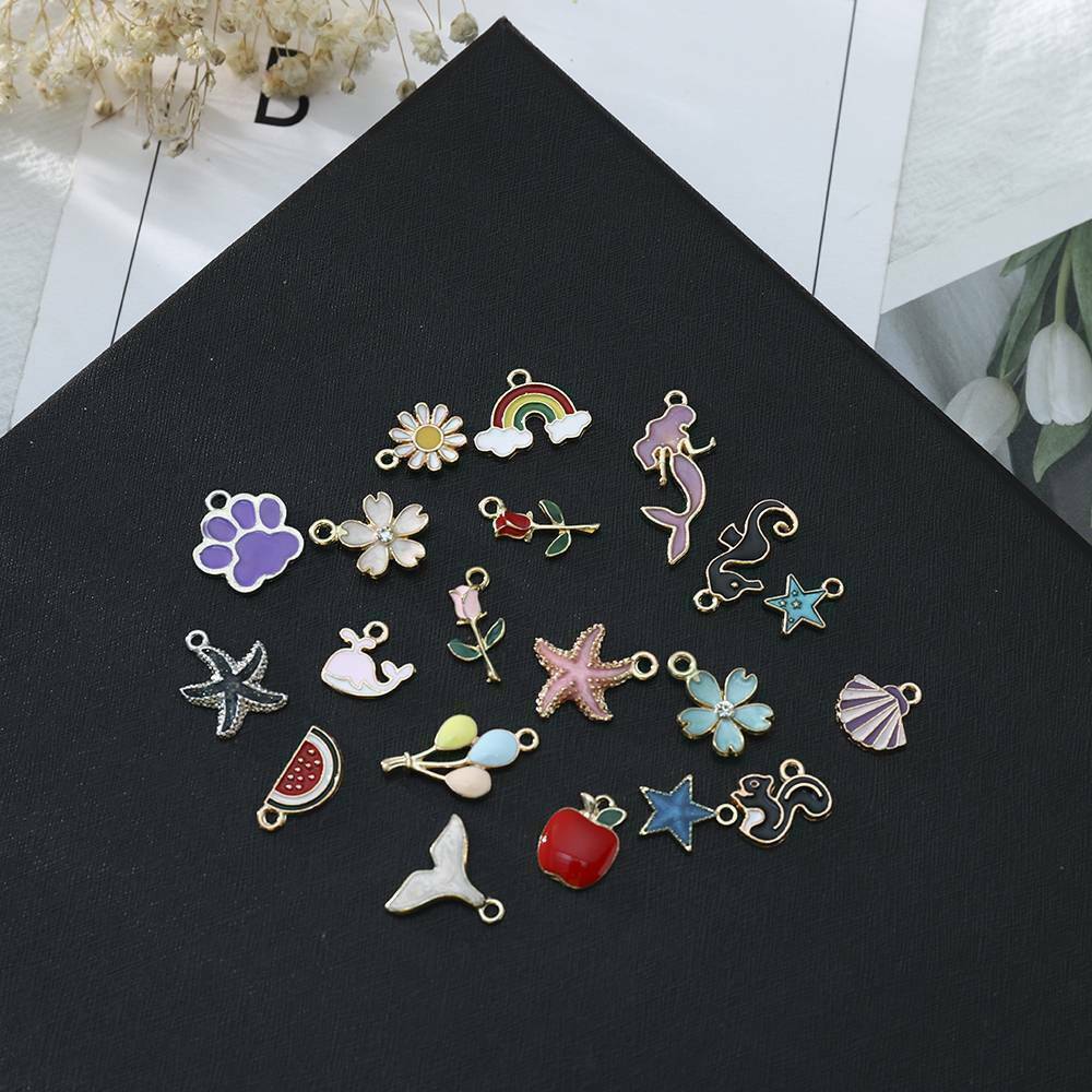 20x/lot Enamel Mixed Random Send Alloy Pendant Charms Jewelry DIY Accessories
