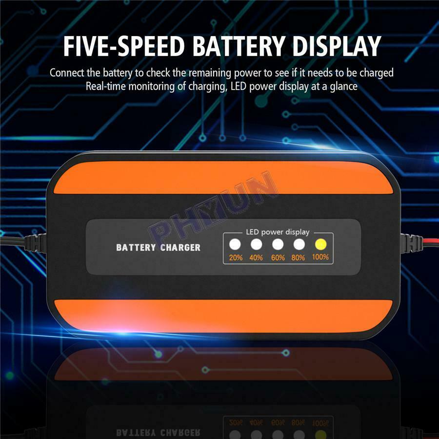 13.8V Wide Voltage Motorcycle Car Battery Charger Digital For Lead-acid Battery