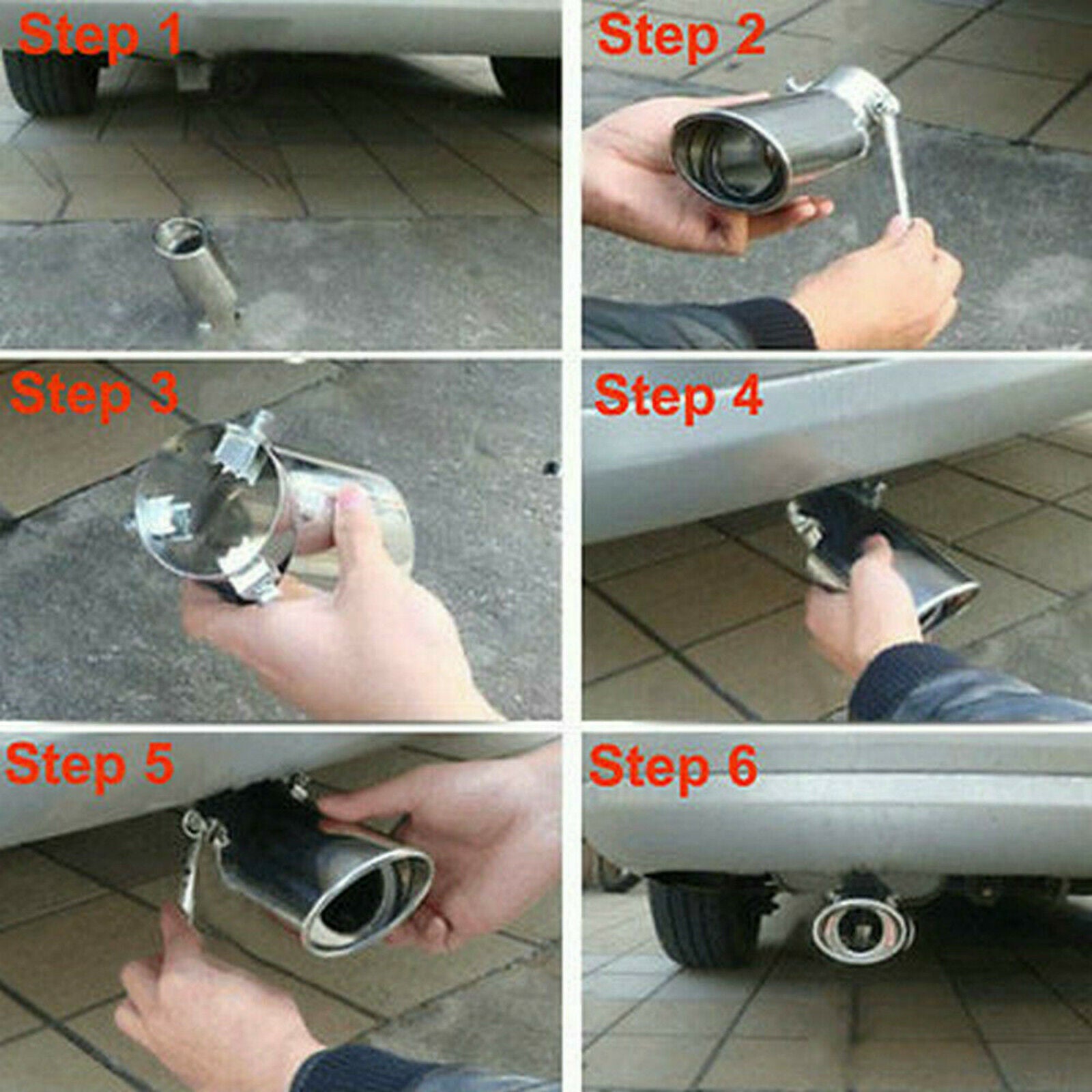 Car Round Stainless Steel Chrome Exhaust Tail Muffler Tip Pipe Auto Universal