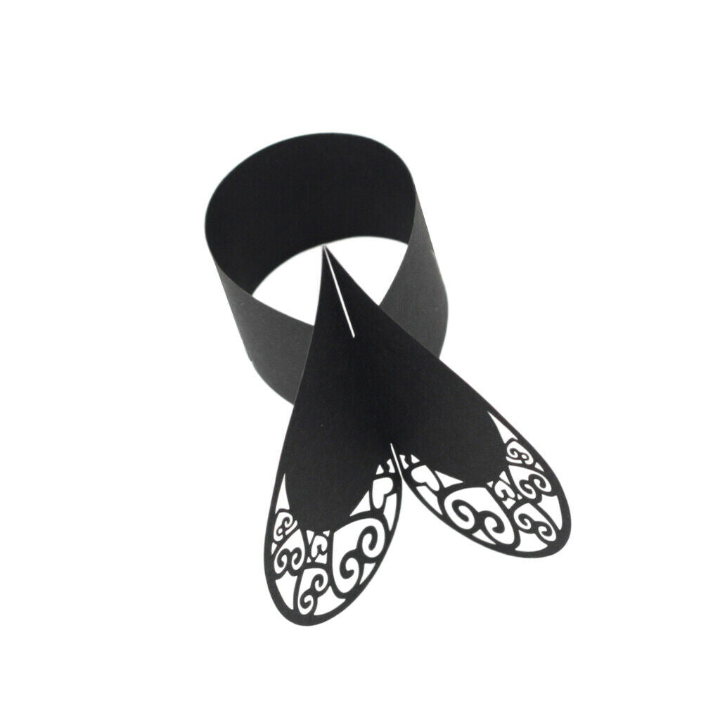 50x Paper Hollow Cut Napkin   Holder Wedding Xmas Party Table Decor Black