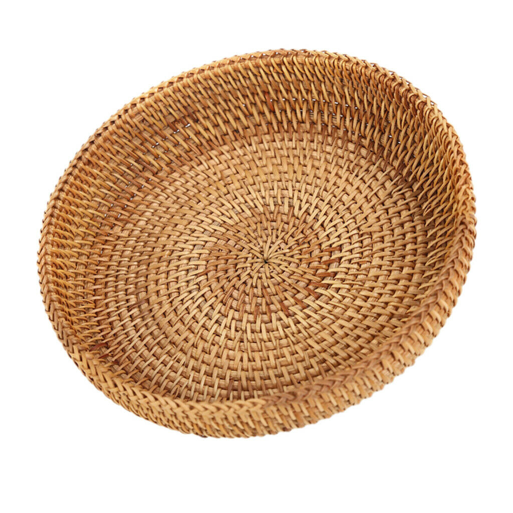 4x Handmade Woven Basket Storage Tea Serving Fruits Bowl Organizer 18cm