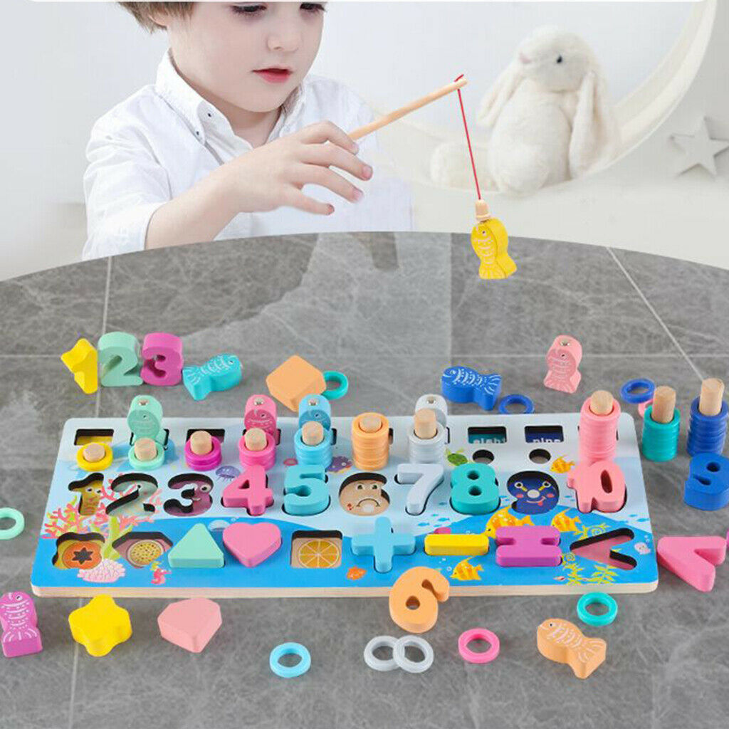 Wooden Number Puzzles Montessori Toys Shape Sorter Game for 4 5 6 year olds