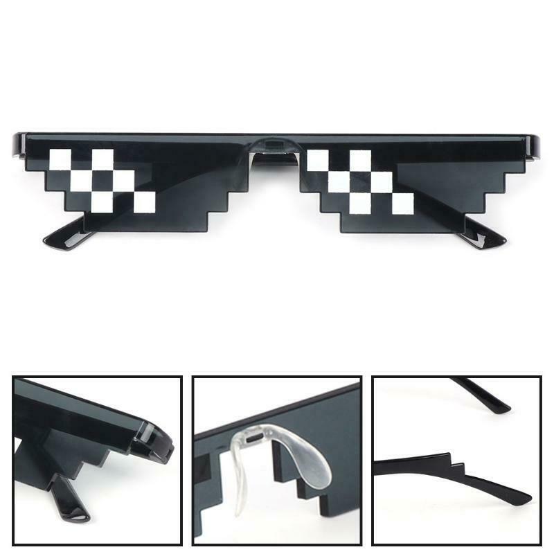 Thug Life Glasses Deal With It Glasses Pixel Women Men Black  Sunglasses