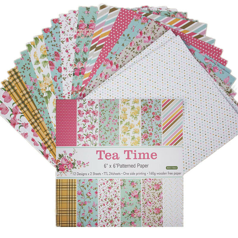 12X 6'' Tea Time Paper Pad Sheet Single-sided DIY Scrapbooking Card Craft Charm