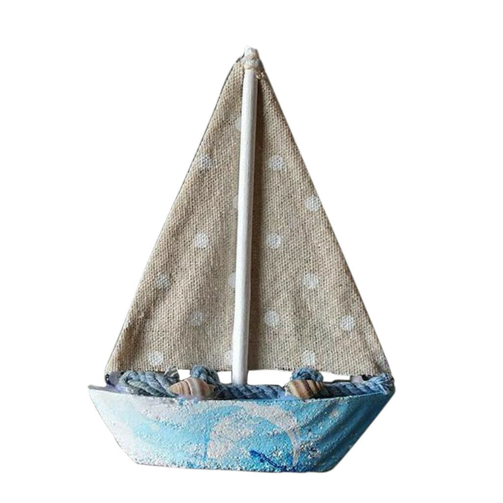 Handcrafted Wooden Nautical Sailing Ornament Home Office Desktop Decor Beige