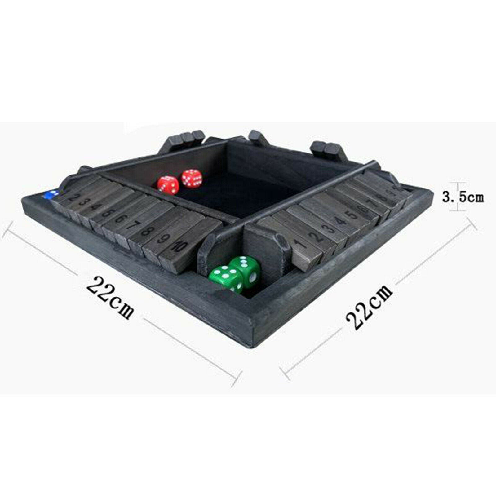 Traditional Wood Deluxe 4 Sided 1-10 Numbers Shut the Box Dices Table Games