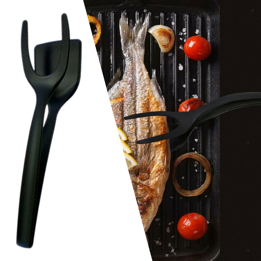 Egg Tongs Bread Clamp Non-stick Pancake Fried Egg Cooking Tuner Tool Black