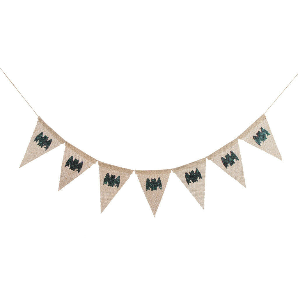 Halloween Bat Hessian Pennant Flag Banner Hanging Garland Decor Photo Prop