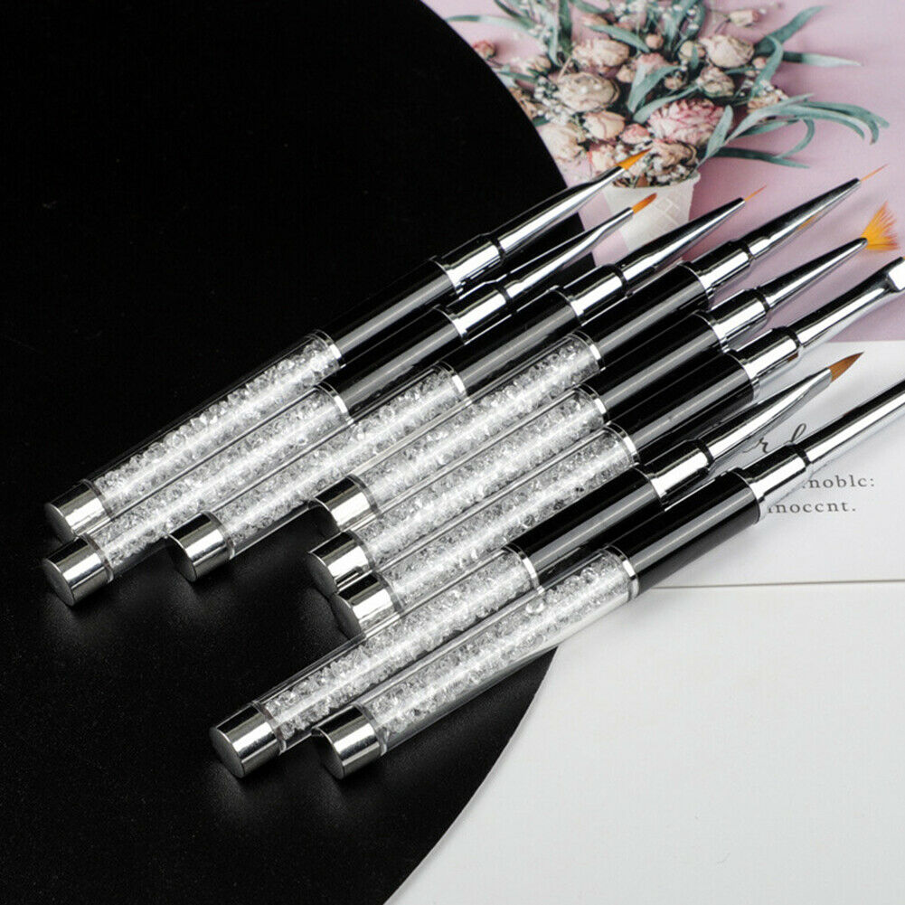 8 PCS Nail  Gel Brush Gradient Painting Pen Rhinestone Handle Nail Art DIY Tool