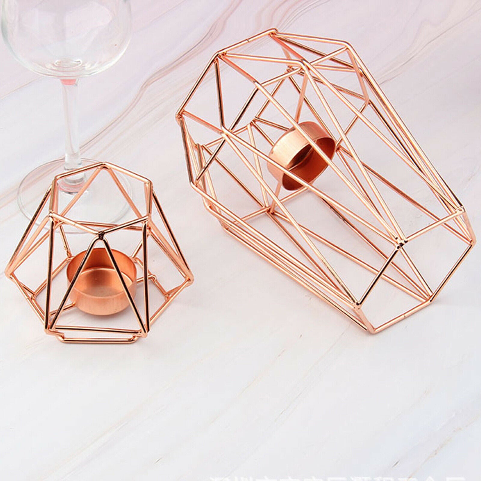 Hexagon Shaped Pillar Votive Candle Holders Candlestick for Home Decor