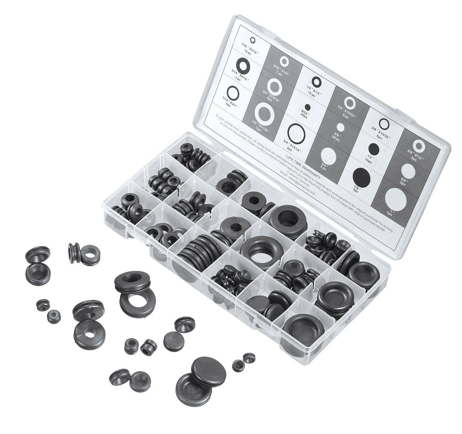 125 Pcs Rubber Grommet Assortment Set Firewall Wiring Electrical Wire Gasket Kit