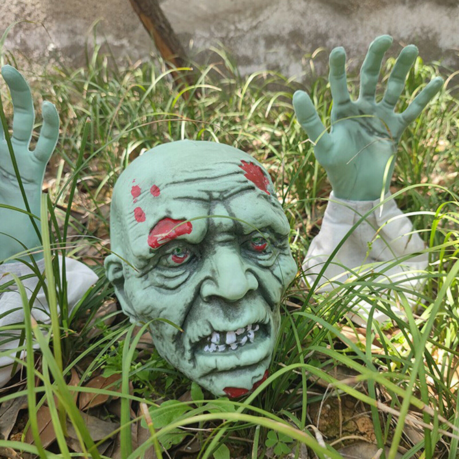 Scary Garden Zombie Decoration Spook House Lawn Spooky Head Arms Ornament