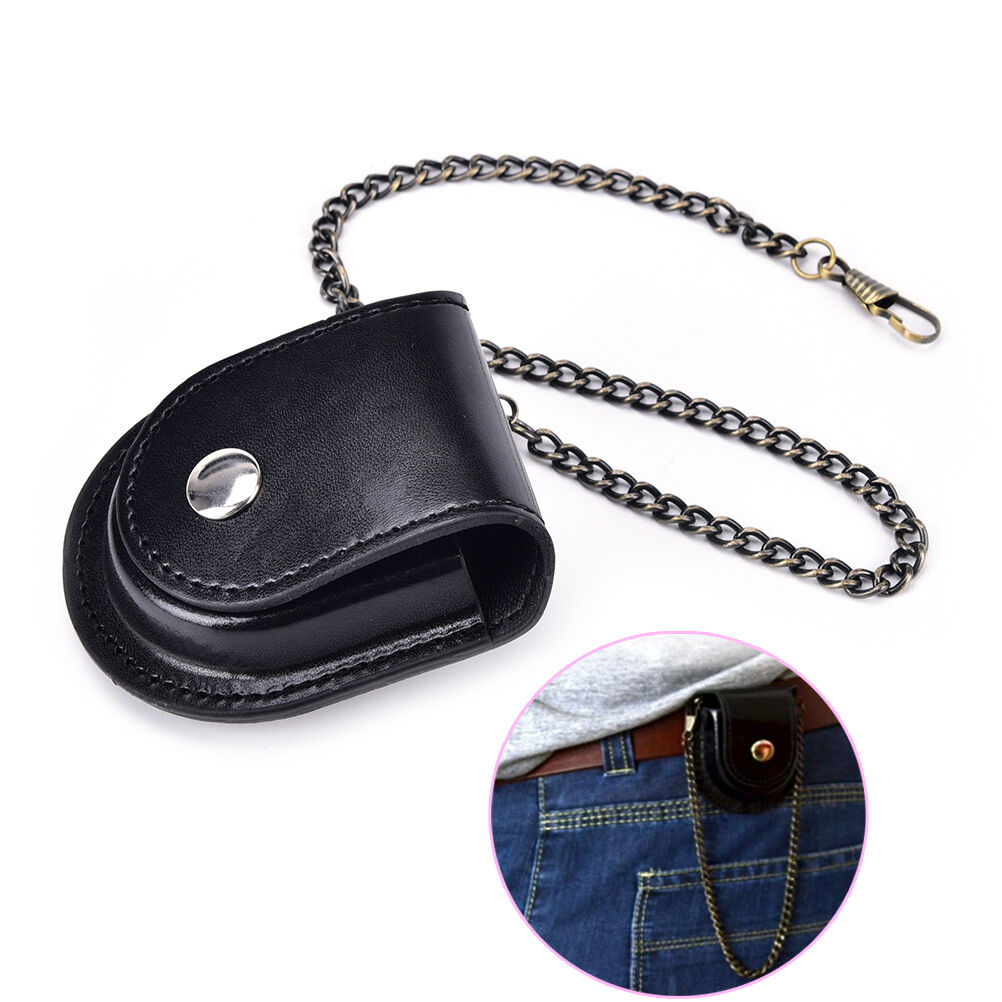1X PU leather pocket watch holder storage case coin purse pouch bag with c.l8