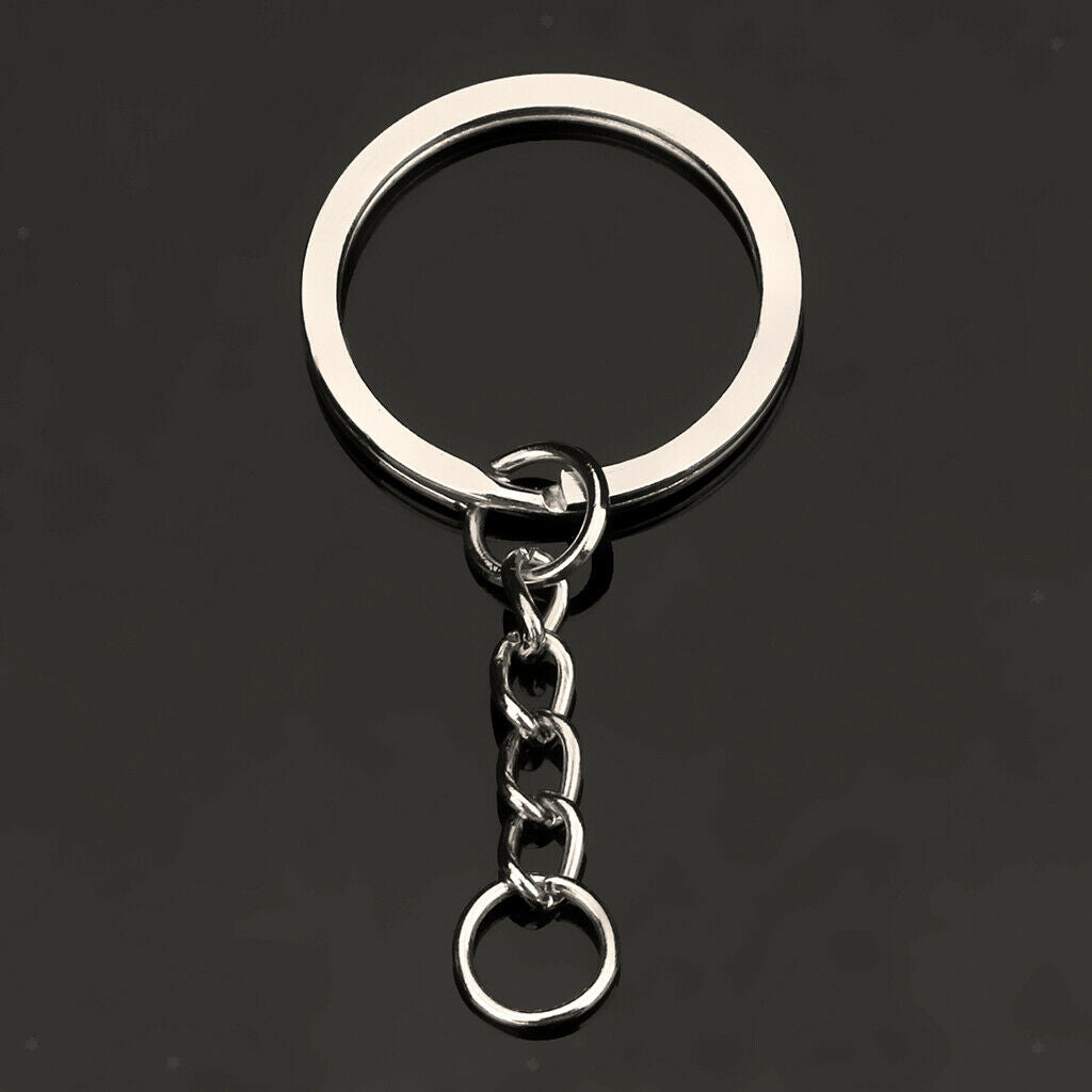 30 Pcs Alloy Split Keyring with Chains 28mm