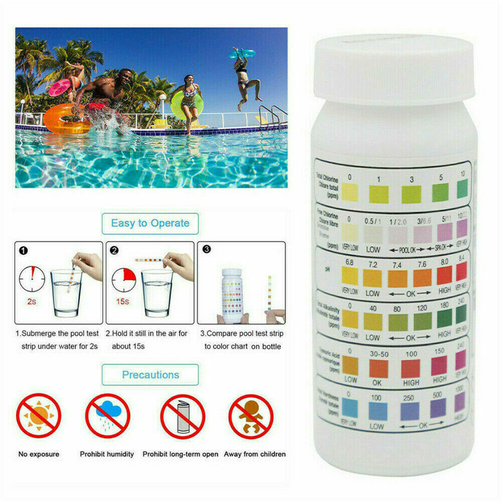 Swimming Pool 6 Way Test Strips SPA Chlorine PH Alkalinity Water Hardness Test