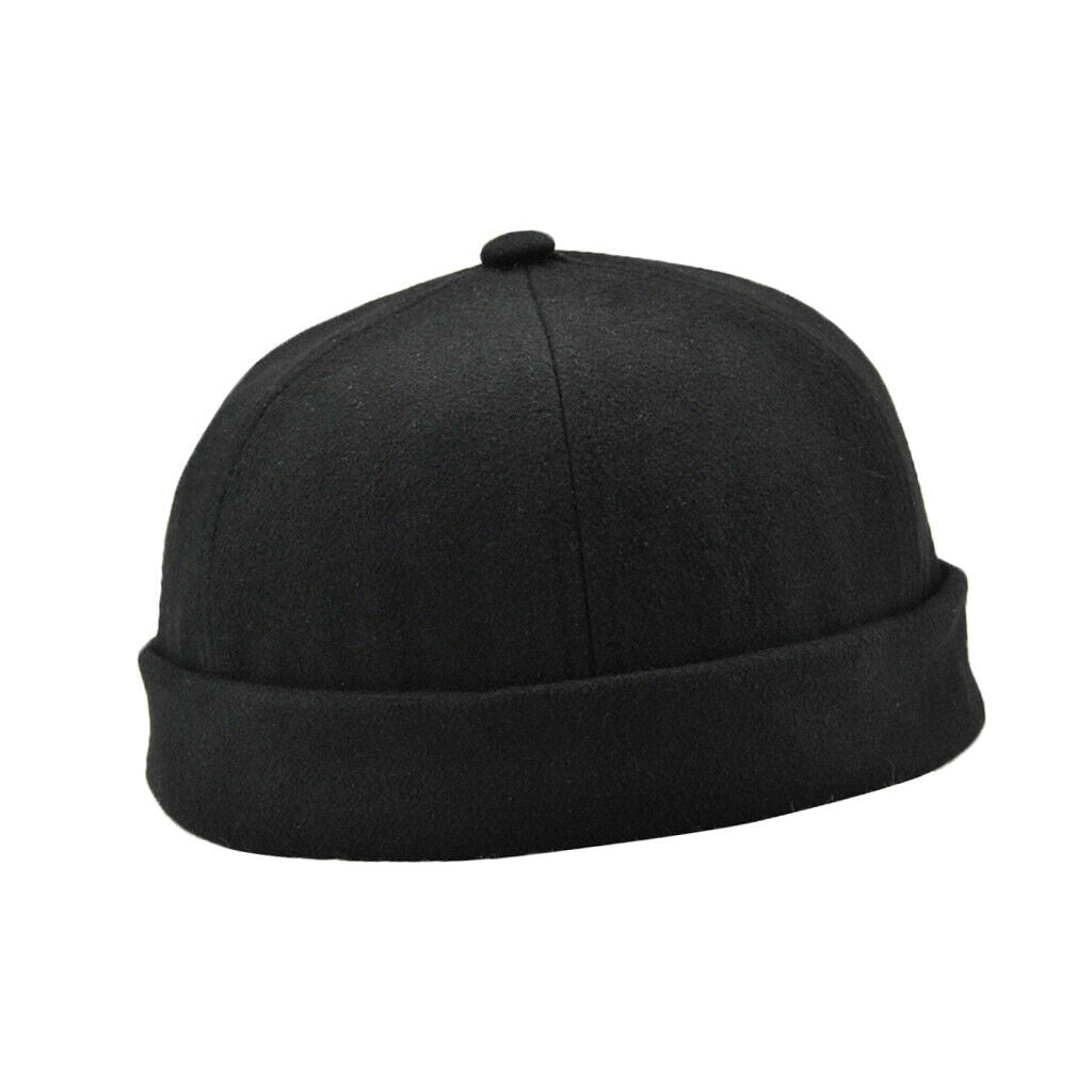 Boys Trendy Black Skullcap Sailor Caps Beanie With Adjustable Strap Black