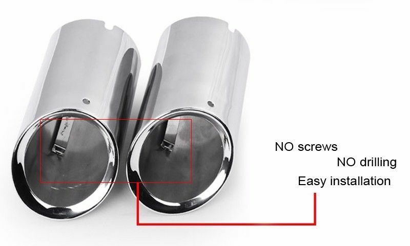 2x Rear Stainless Exhaust Tail Pipe Tip Muffler End Trim For A3 8P 09 10 11 2012