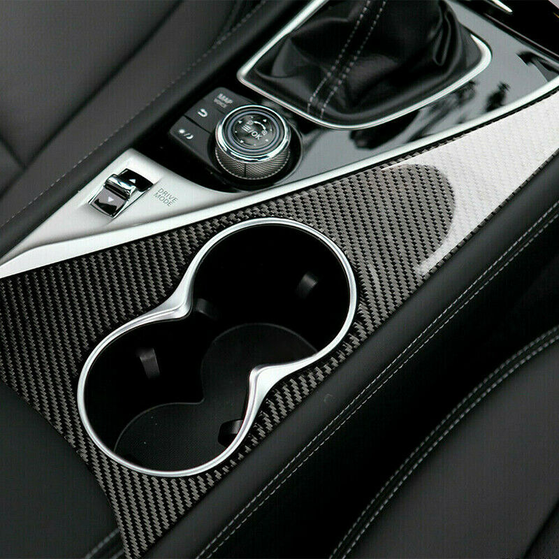 For Infiniti Q50 2014-2019 Carbon Fiber Water Cup Holder Panel Cover Decorative