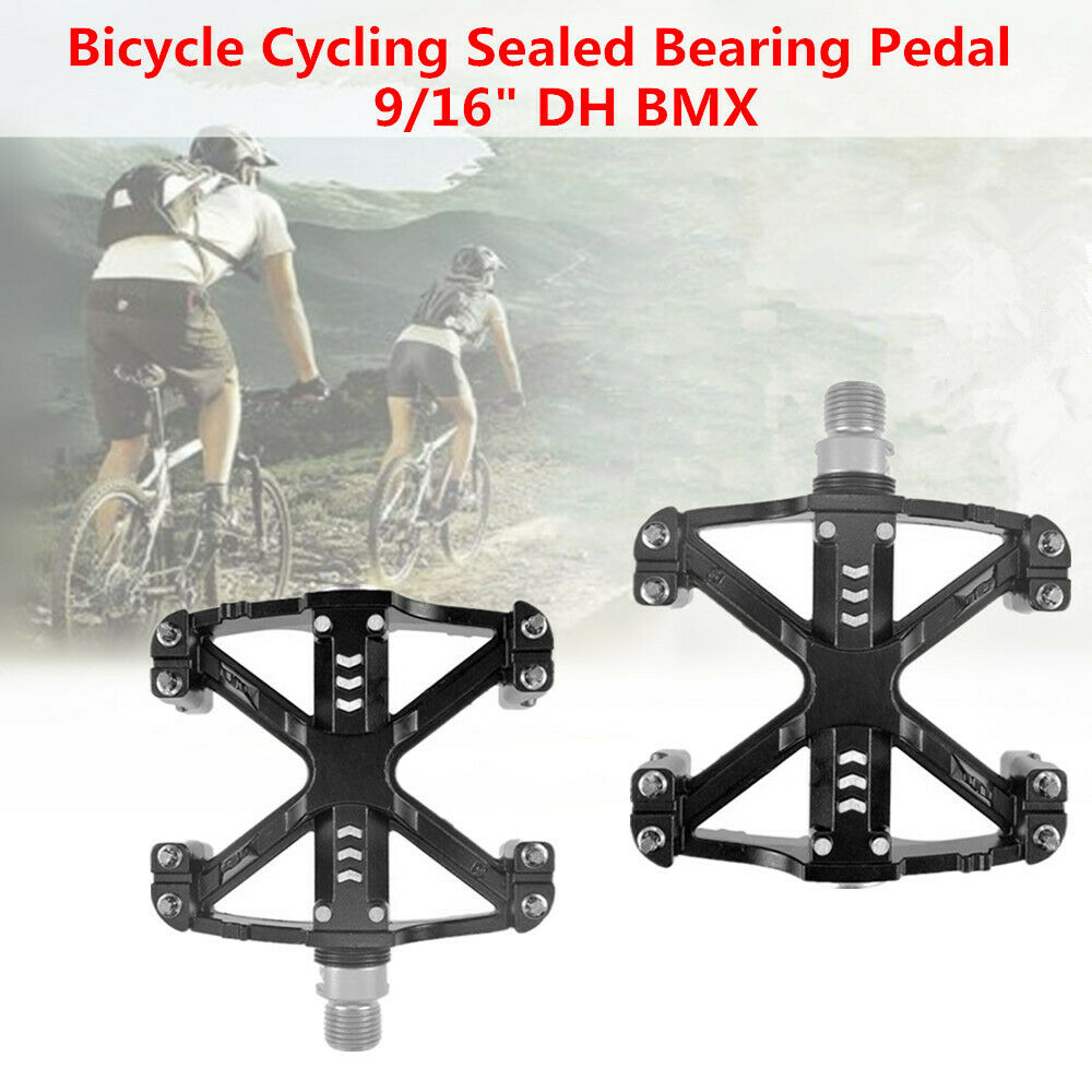 2x Bike Bicycle Cycling Sealed Bearing Pedal Flat Platform MTB 9/16" DH BMX 14mm