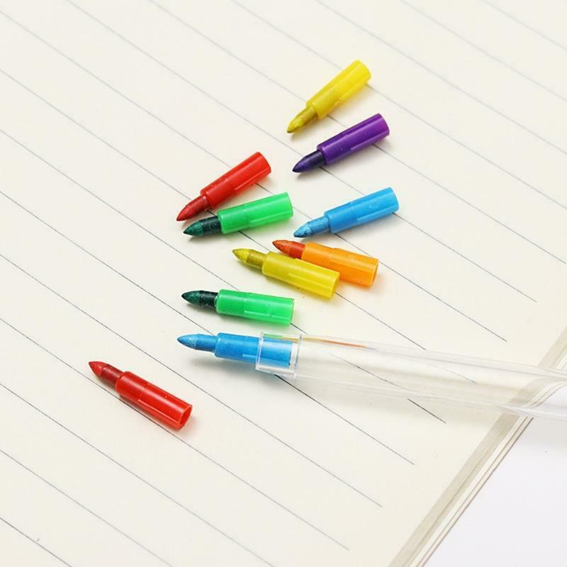 4 Pcs Colored Pens Set Refilalble 10 Colors Crayon Pens Set Recommended Age 3 ＋