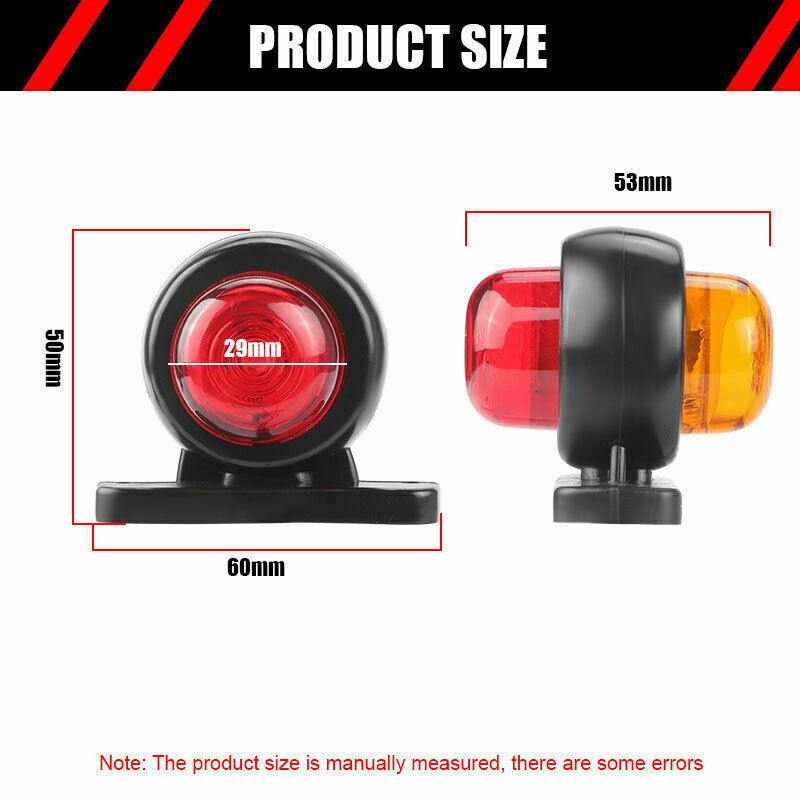 10pcs Red Yellow LED Side Marker Light Clearance Lamp Truck Trailer Van 12V/24V